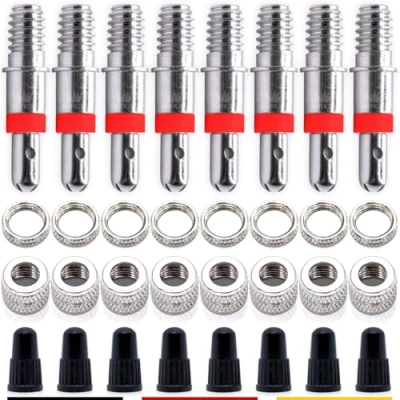 Abbildung von Fahrradventile Blitzventil Ersatz Set: 8X Dunlop Ventil Einsatz mit Dichtung, Mutter, Ventilkappen, Zubehör Ersatzteile, Citybike Trekking Bike, Puky Laufrad, Fahrrad Wechsel