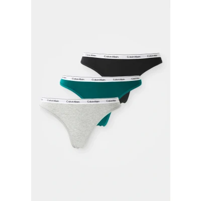 Abbildung von Calvin Klein Underwear Thong Modern LOGO 3 PACK String, Damen, Größe: XL, Black/grey heather/turf