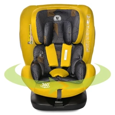 Abbildung von Lorelli Auto Kindersitz Phoenix mit Isofix, 360 Grad drehbar, (0 36 kg) Mitwachsender Autositz i Size 40 150cm Gruppe 0+/1/2/3, Babysitz ab Geburt, 5 Punkt Gurt, Einstellbare Kopfstütze, gelb