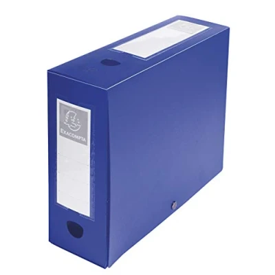 Abbildung von Exacompta 59932E 10er Pack Sammelbox OPAK 100mm mit Druckknopf aus blickdichtem Kunststoff für DIN A4 Archivbox Heftbox Zeichenbox Sammelmappe blau