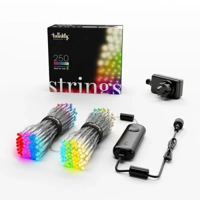 Abbildung von Twinkly Strings 250 LED RGB+ Weiß, Lichterkette, Smarte LEDs für den Innen und Außenbereich, Kompatibel mit Home Kit, Alexa Google Home, Gaming, IP44, App Steuerung, Transparentes Kabel, 20m