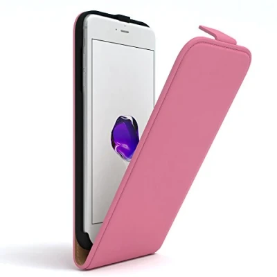 Abbildung von EAZY Case Hülle kompatibel mit iPhone 7 Plus / 8 Flip Cover zum Aufklappen, Handyhülle aufklappbar, Schutzhülle, Flipcover, Flipcase, Flipstyle vertikal klappbar, aus Kunstleder, Rosa