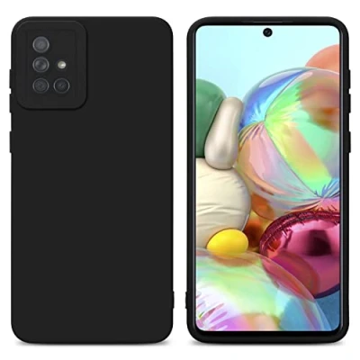 Abbildung von Cadorabo Hülle kompatibel mit Samsung Galaxy A71 4G Schutzhülle TPU Silikon Case Liquid Design Kameraschutz Slim Kratzfest Weiche Gummi Rundumschutz für in Schwarz