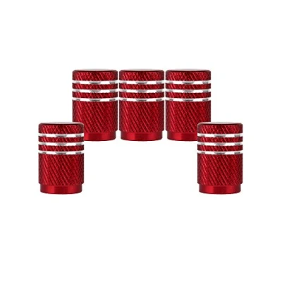 Abbildung von SENZEAL 5 x Silber um Motorrad Ventil Kappen Aluminium Reifen Rot