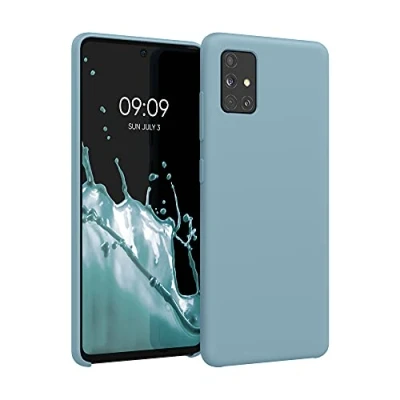 Abbildung von kwmobile Hülle kompatibel mit Samsung Galaxy A51 Silikon Handy Case Handyhülle weiche Oberfläche kabelloses Laden Antique Stone