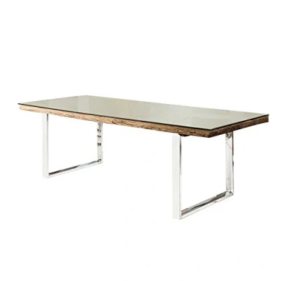 Abbildung von riess ambiente Esstisch BARRACUDA 180cm natur / transparent, Esszimmer · Massivholz Edelstahl Glas Kufen Design