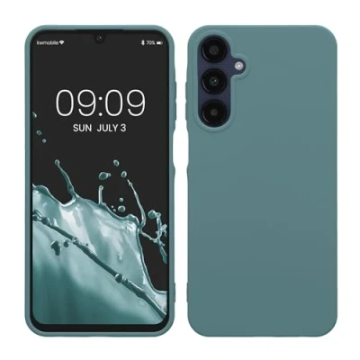 Abbildung von kwmobile Hülle kompatibel mit Samsung Galaxy A25 weiches TPU Silikon Case Cover geeignet für kabelloses Laden Arctic Night