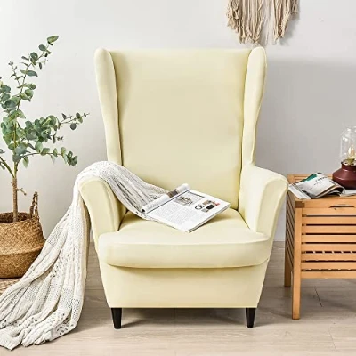 Abbildung von CHNSHOME Sesselhusse Ohrensessel 2 Stück Sesselbezug Sessel Überwürfe Stretch Sesselüberzugs Überzug Beige