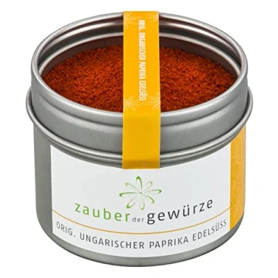 Abbildung von Zauber der Gewürze Paprika edelsüß Paprikapulver original aus Spanien, verfeinert Gulasch und Suppen, Spitzen Qualität in wiederverschließbarer Aroma Dose, 55 g
