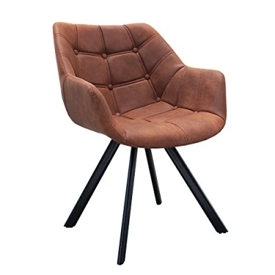 Abbildung von riess ambiente Polsterstuhl THE DUTCH COURTURIER antik braun / schwarz (Einzelartikel, 1 St), Esszimmer · Microfaser Metall mit Armlehne Retro Design