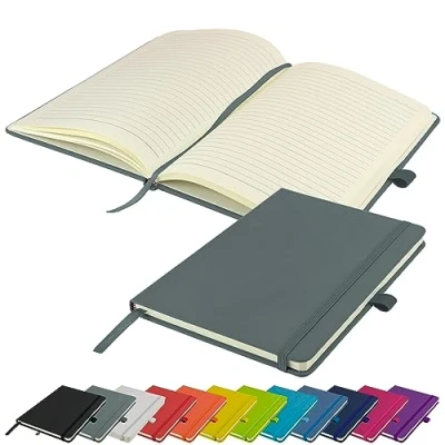Abbildung von A5 Notizbuch neu liniert Hardcover Tagebuch Notizblock Notizen (Grau)