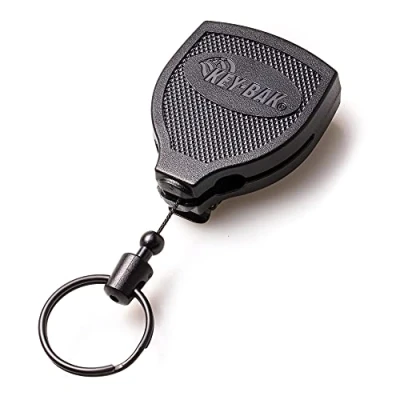Abbildung von KEY BAK SUPER48 PLUS HD 0S48 8474 Schlüsselanhänger, beidhändig tragbar, einziehbar, 122 cm lang, Stahl Gürtelclip, Schwarz