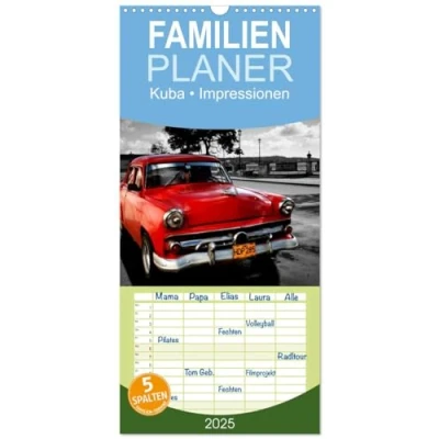 Abbildung von Familienplaner 2025 Kuba Impressionen mit 5 Spalten (Wandkalender, 21 cm x 45 cm), CALVENDO