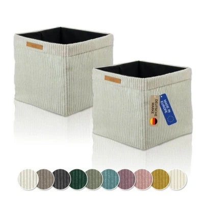 Abbildung von Lycce Regalkorb Kallax Boxen Cord 2er Set beige, faltbare Aufbewahrungsbox 33x33x31cm (2 St)