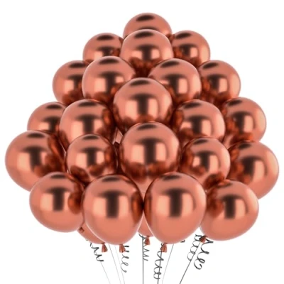 Abbildung von hpnparty Luftballons Rosegold Metallic, 50 Stück 12 Zoll Rose Gold Luftballons, helium ballons Latex für Geburtstagsdeko, Babyparty, Hochzeitsdeko, Taufe Deko, Partydeko