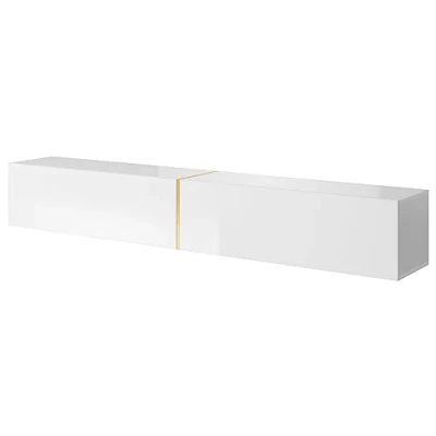 Abbildung von Selsey TV Schrank Board Sideboard Fernsehtisch Fernsehschrank 200 cm Hängend Weiß Gold Bisira
