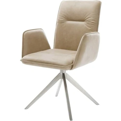 Abbildung von Drehstuhl Vinja Flex Mikrofaser Beige Vintage Kreuzgestell breit Edelstahl 360 drehbar Wippfunktion