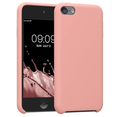Abbildung von kwmobile Schutzhülle kompatibel mit Apple iPod Touch 6G / 7G (6. und 7.Generation) Hülle Silikon gummiert Cover Case in Rosegold matt