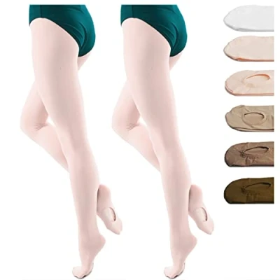 Abbildung von DANCEYOU 2 Paare Ballettstrumpfhose Tanzstrumpfhosen für Mädchen Kinder und Damen Rosa mit Loch S