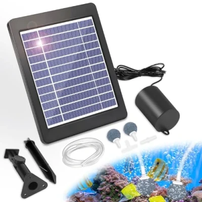 Abbildung von GuKKK Solar Sauerstoffpumpe, 4W Teichbelüfter mit 2200mAh Akku, Luftpumpe Aquarium Oxygenator, Oxygenator Angelbelüfter Rohr Luftblasensteinen, für Gartenteiche (A)