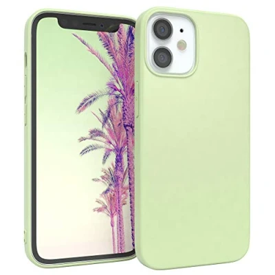 Abbildung von EAZY CASE Handyhülle Silikon mit Kameraschutz kompatibel iPhone 12 Mini in Pastell Grün, Ultra dünn, Slimcover, Silikonhülle, Hülle, Softcase, Backcover