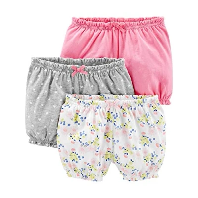 Abbildung von Simple Joys by Carter&#039;s Baby Mädchen 3 Pack Bloomer Infant and Toddler Shorts, Grau Herzen/Rosa/Weiß Floral, 0 Monate (3er Pack)