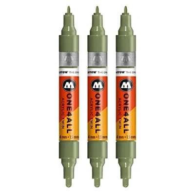 Abbildung von Molotow One4All Acrylic Twin Marker (Strichstärke 1.5 mm und 4 mm, hochdeckend permanent) 3 Stück Farbe 205 as hell