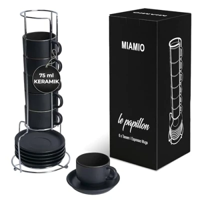 Abbildung von MIAMIO Espressotasse 6 x 75 ml Espresso Tassen Set Außen Schwarz Innen