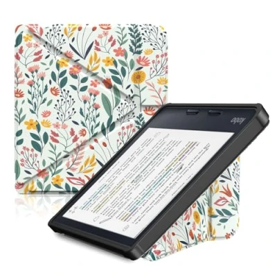 Abbildung von TiMOVO Case für Kobo Libra Colour 7 Zoll, Schlanke Schutzhülle Clara, Leichtes und Schlankes Tablet mit Standfuß, Wasserdicht, Blume