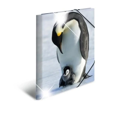 Abbildung von HERMA 19335 Sammelmappe A3 Tiere Pinguine, Kinder Eckspanner Mappe aus Kunststoff mit Hochglanz Optik, Innendruck &amp; Gummizug, stabile Einschlagmappe Plastik für Jungen Mädchen