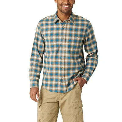 Abbildung von Wrangler Authentics Herren Cloud Flanellhemd Hemd mit Button Down Kragen, Celestial, XX Large