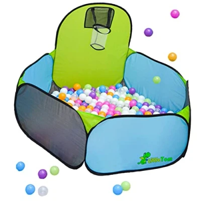 Abbildung von LittleTom Spielzelt Bällebad mit Basketball Korb 300 Bälle 120x100cm Bällepool Baby