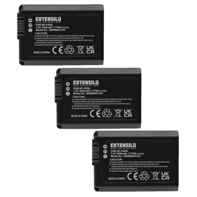 Abbildung von EXTENSILO 3X Akku kompatibel mit Sony Alpha 6000, 6300, 5000, 3000, 5100, 6400, 6100 Kamera (1050mAh, 7,4V, Li Ion)