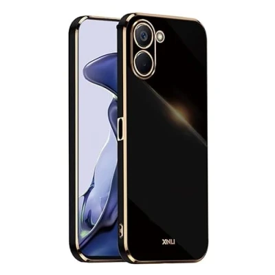 Abbildung von EASSGU Galvanisierter Rahmen Handyhülle für Realme 10 (4G) (6.4&quot; Inches), Weiche TPU Silikon Schutzhülle Schwarz