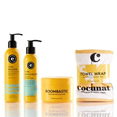 Abbildung von COCUNAT Lockenpflegeplan Curly Methode + Boombastic Ultra Nährmaske Inklusive Anti Frizz Turban