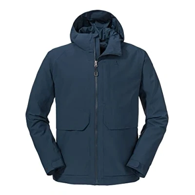Abbildung von Schöffel Herren Jacket Lausanne M, Funktionsjacke mit Kapuze, wasserdichte, leichte Sommerjacke Pack Away Tasche, dress blues, 46