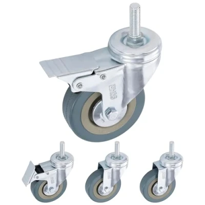 Abbildung von H&amp;S Möbelrolle Transportrollen Mit Bremse Möbelrollen M10 Schraubgewinde, Schwerlastrollen 75 mm Rollen für Möbel 4er Set Gummi Lenkrollen