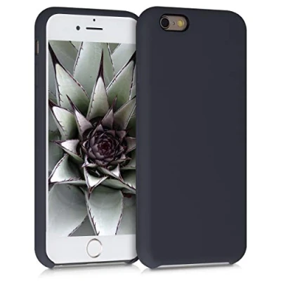 Abbildung von kwmobile Hülle kompatibel mit Apple iPhone 6 / 6S Silikon Handy Case Handyhülle weiche Oberfläche kabelloses Laden Heidelbeerblau
