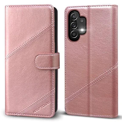 Abbildung von KRAFTCARE Handyhülle für Samsung Galaxy A13 4G / 5G Hülle, [Kartenfach] [Stand] Flip Case Leder Stoßfeste Schutzhülle Klapphülle 4G/5G Rose Gold