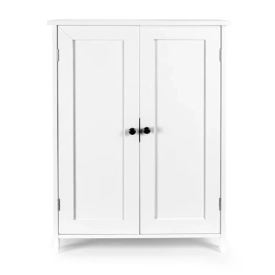 Abbildung von Leomark Weiß universeller Schrank Serie Meghan mit schwarzen Griffen provenzalischer Stil, 60 x 30 80 (H) cm, Wandmontage Badschrank für Bad, Küche, Wohnzimmer, Schlafzimmer