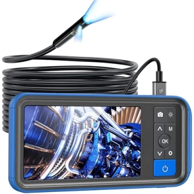 Abbildung von Teslong Endoskopkamera mit Licht, HD Dual Lens Endoskopkamera, Endoskop 4,5 Zoll Farb IPS Bildschirm, Inspektionskamera Rohrkamera IP67 wasserdichte, 32GB TF Karte (5 Meter)