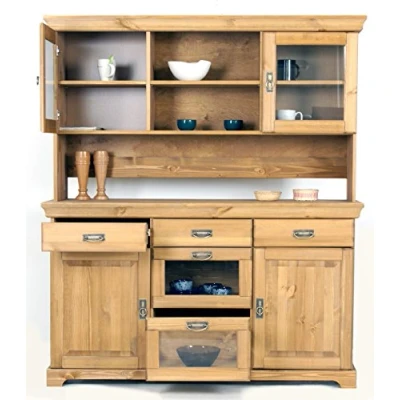 Abbildung von clever moebel Buffetschrank, Küchen Schrank, Geschirrschrank, Vitrine Landhausstil Kiefer