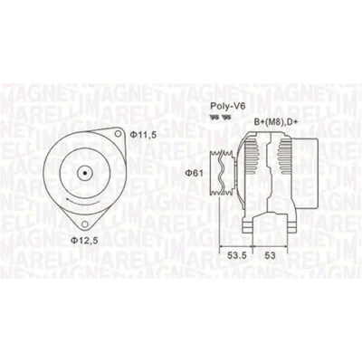 Abbildung von MAGNETI MARELLI 063731698010 Lichtmaschine 14V 120A ALFA ROMEO: 156 Limousine, 147, Sportwagon, FIAT: Stilo Schrägheck, Idea, Multipla