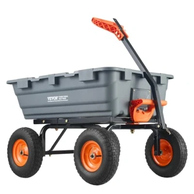 Abbildung von VEVOR Transportwagen, Gartenkarre mit leicht zu montierendem Stahlrahmen, Gartenwagen umwandelbarem 2 in 1 Griff, Mehrzweck Schubkarre 544kg Kapazität, 33 cm Reifen