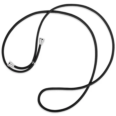 Abbildung von mtb more energy® Ersatz Band für Handykette schwarz inklusive Endkappen (Silber) hochwertige Austausch Kordel Seil Kette