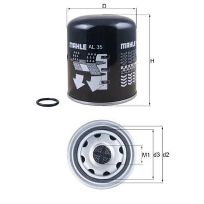 Abbildung von MAHLE ORIGINAL AL 35 Lufttrocknerpatrone, Druckluftanlage MERCEDES BENZ: ATEGO 3