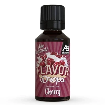 Abbildung von ALL STARS Flavor Drops (Cherry, 30 ml) Aromatropfen ohne Zuckerzusatz &amp; Kalorien Süße Geschmack für Lebensmittel Vegan Made in Germany