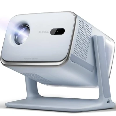 Abbildung von Aurzen Boom Mini 4 in 1 Smart Beamer mit Google TV, 4K Unterstützt Heimkino &amp; Outdoor Projektor, 20W DoIby Audio, 500 ANSI Projector, ToF Autofokus Trapezkorrektur, WLAN/Bluetooth/Handy (Blau)
