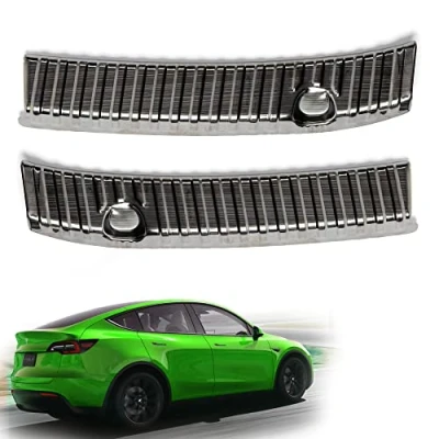 Abbildung von Shop4EV Schutzblende Kofferraum Ladekante Ladekantenschutz Zubehör Edelstahl Set 2 Teilig Schutz Stoßstangenschutz Kompatibel mit Tesla Model Y (Schwarz)