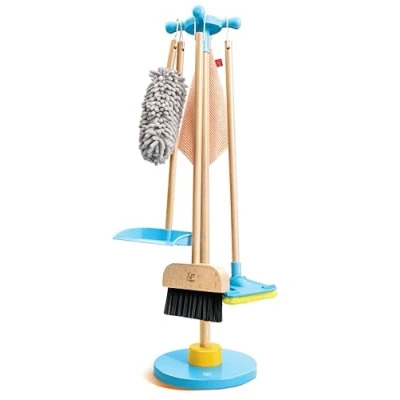 Abbildung von Hape Kinder Besen Spielzeug Putzset mit Ordnungsständer, (Set, 6 tlg)